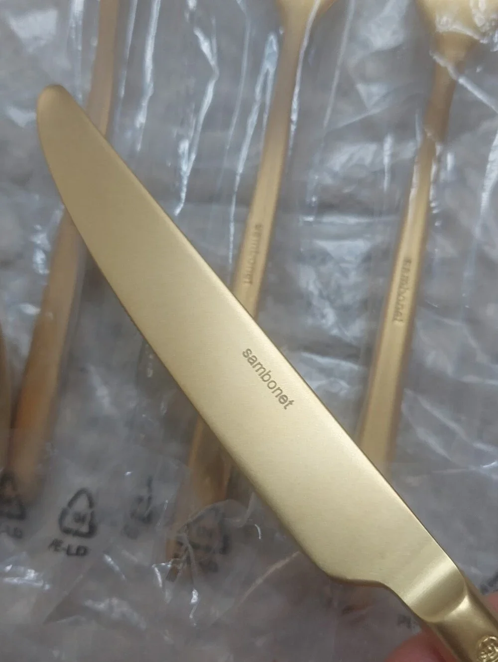 NEW! Quince- Sambonet Gia Minimalist 20 Piece Brushed Gold Flatware Set! (B11)
